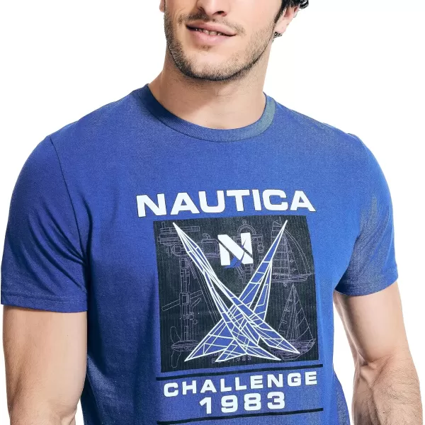 imageNautica Mens Sustainably Crafted Challenge 1983 Graphic TShirtBright Cobalt