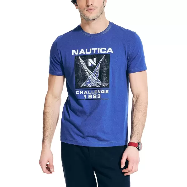 imageNautica Mens Sustainably Crafted Challenge 1983 Graphic TShirtBright Cobalt