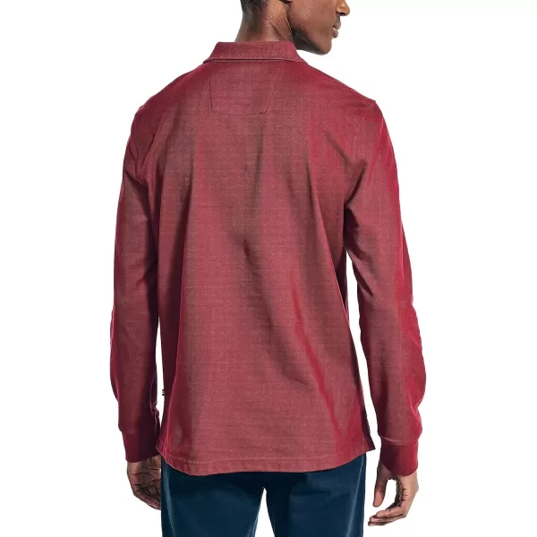 imageNautica Mens Sustainably Crafted Classic Fit LongSleeve Deck PoloBiking Red