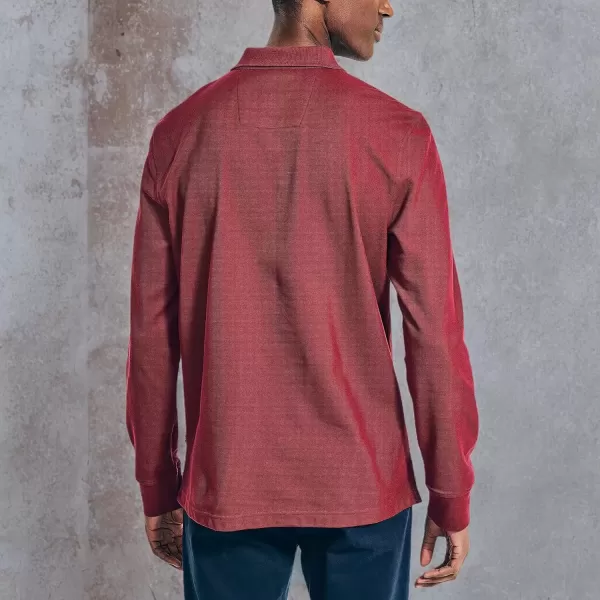 imageNautica Mens Sustainably Crafted Classic Fit LongSleeve Deck PoloBiking Red