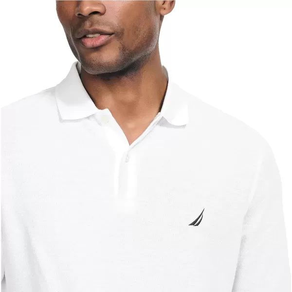 imageNautica Mens Sustainably Crafted Classic Fit LongSleeve Deck PoloBright White