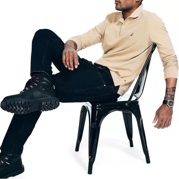 imageNautica Mens Sustainably Crafted Classic Fit LongSleeve Deck PoloCoastal Camel Heather