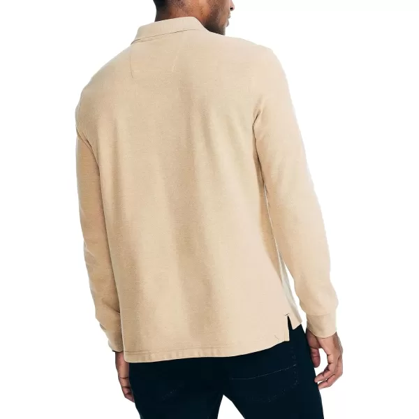 imageNautica Mens Sustainably Crafted Classic Fit LongSleeve Deck PoloCoastal Camel Heather