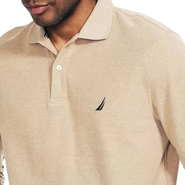 imageNautica Mens Sustainably Crafted Classic Fit LongSleeve Deck PoloCoastal Camel Heather