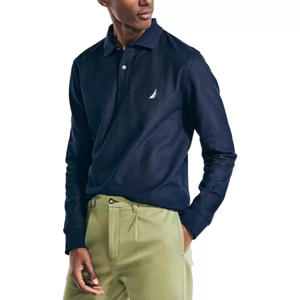 imageNautica Mens Sustainably Crafted Classic Fit LongSleeve Deck PoloNavy