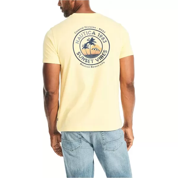 imageNautica Mens Sustainably Crafted Sunset Vibes Graphic TShirt Aspen Gold Small