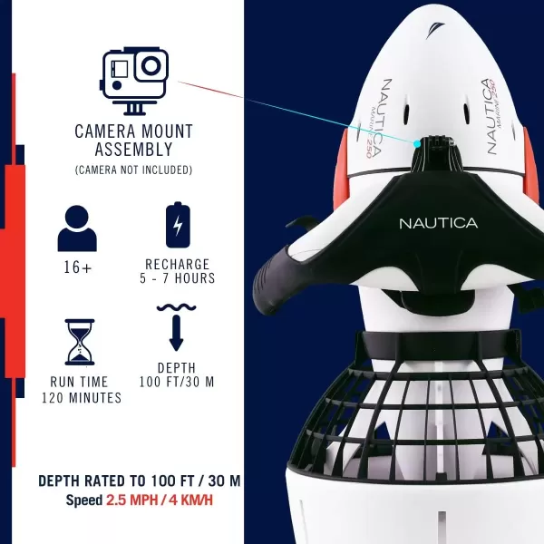 imageNautica Marine 250 Underwater Seascooter Scuba Snorkeling for Ocean or Pool Action Camera Compatible