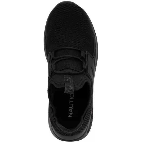 imageNautica Kids Athletic SlipOn Sneakers  Comfortable Bungee Running Shoes for Boys and Girls  Stylish and Supportive Footwear for Active Kids Big KidLittle KidToddlerBlack Monomolded