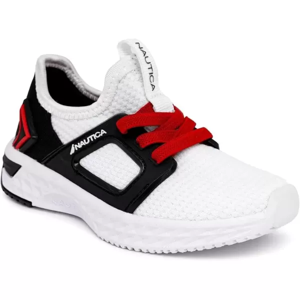 imageNautica Kids Athletic SlipOn Sneakers  Comfortable Bungee Running Shoes for Boys and Girls  Stylish and Supportive Footwear for Active Kids Big KidLittle KidToddlerWhite Black Red