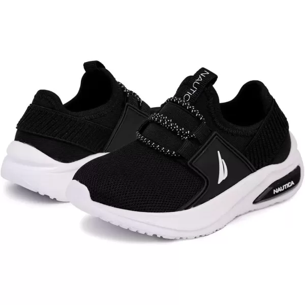 imageNautica Kids Athletic SlipOn Sneakers  Comfortable Bungee Running Shoes for Boys and Girls  Stylish and Supportive Footwear for Active Kids Big KidLittle KidToddlerBlack Whitemolded
