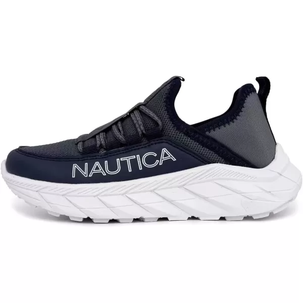 imageNautica Kids Athletic SlipOn Sneakers  Comfortable Bungee Running Shoes for Boys and Girls  Stylish and Supportive Footwear for Active Kids Big KidLittle KidToddlerGrey Navynolan