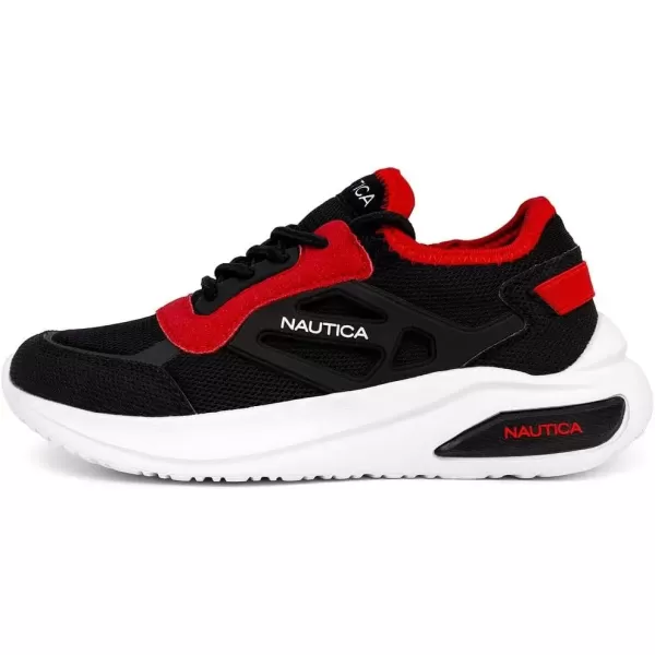 imageNautica Kids Athletic SlipOn Sneakers  Comfortable Bungee Running Shoes for Boys and Girls  Stylish and Supportive Footwear for Active Kids Big KidLittle KidToddlerBlack Redsanford