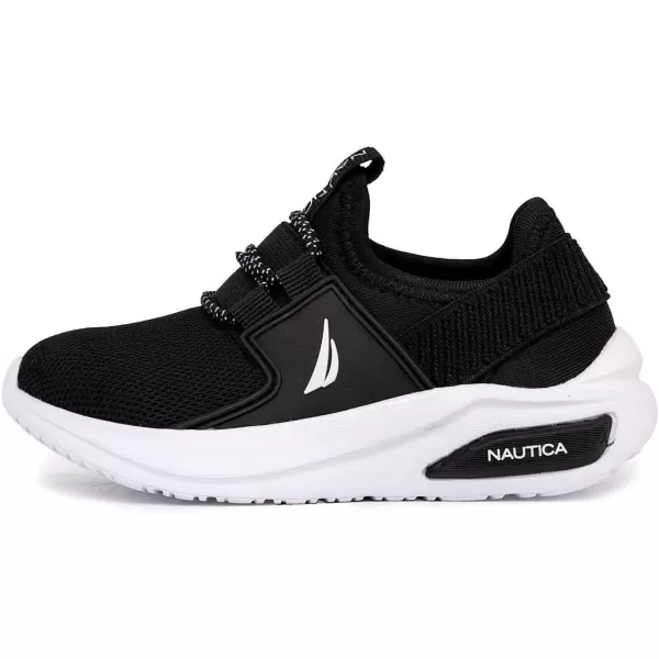 imageNautica Kids Athletic SlipOn Sneakers  Comfortable Bungee Running Shoes for Boys and Girls  Stylish and Supportive Footwear for Active Kids Big KidLittle KidToddlerBlack Whitemolded