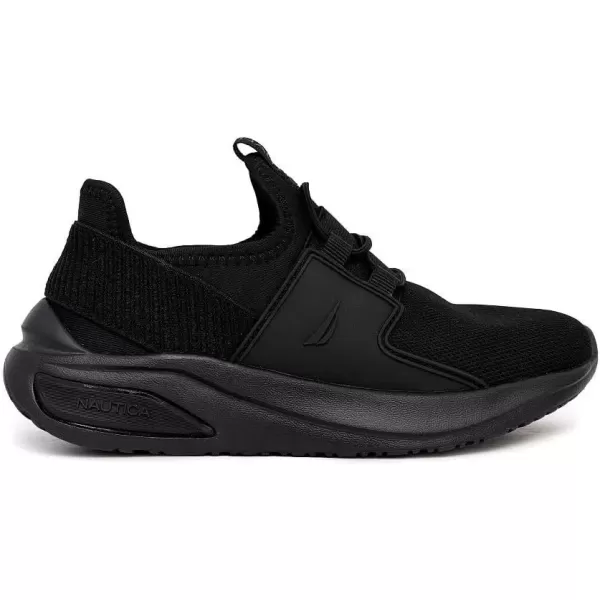 imageNautica Kids Athletic SlipOn Sneakers  Comfortable Bungee Running Shoes for Boys and Girls  Stylish and Supportive Footwear for Active Kids Big KidLittle KidToddlerBlack Monomolded