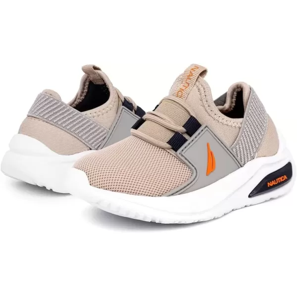 imageNautica Kids Athletic SlipOn Sneakers  Comfortable Bungee Running Shoes for Boys and Girls  Stylish and Supportive Footwear for Active Kids Big KidLittle KidToddlerSand Greymolded