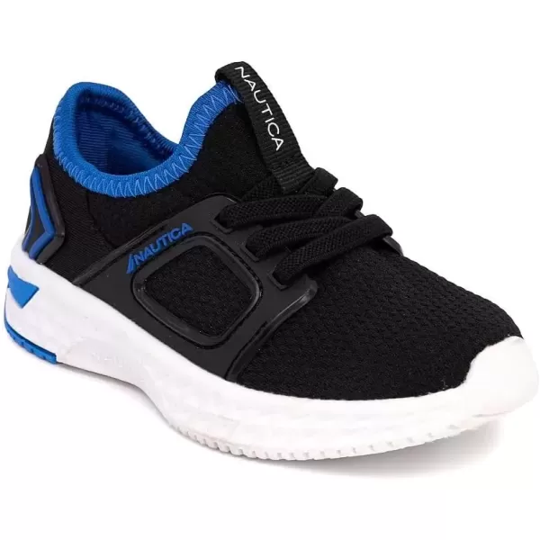 imageNautica Kids Athletic SlipOn Sneakers  Comfortable Bungee Running Shoes for Boys and Girls  Stylish and Supportive Footwear for Active Kids Big KidLittle KidToddlerBlack Blue