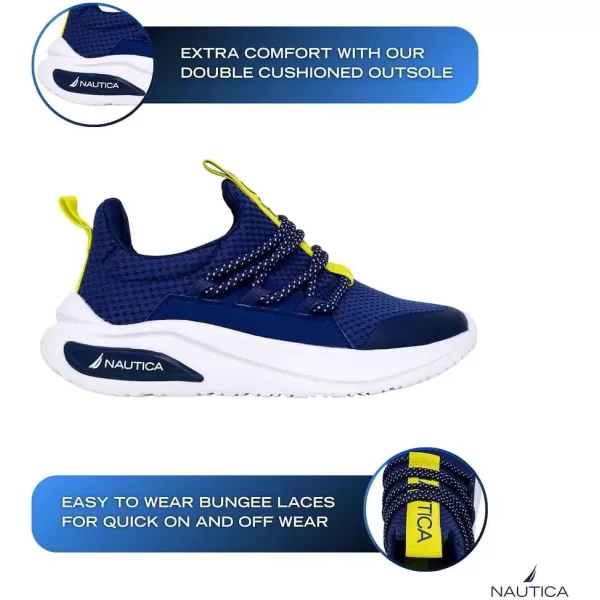 imageNautica Kids Athletic SlipOn Sneakers  Comfortable Bungee Running Shoes for Boys and Girls  Stylish and Supportive Footwear for Active Kids Big KidLittle KidToddlerCobalt Lime