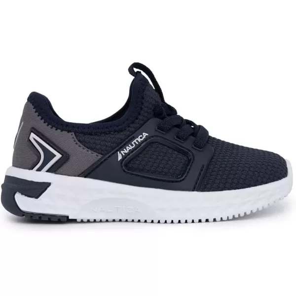 imageNautica Kids Athletic SlipOn Sneakers  Comfortable Bungee Running Shoes for Boys and Girls  Stylish and Supportive Footwear for Active Kids Big KidLittle KidToddlerNavy Grey