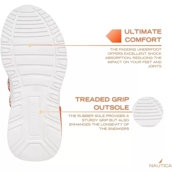 imageNautica Kids Athletic SlipOn Sneakers  Comfortable Bungee Running Shoes for Boys and Girls  Stylish and Supportive Footwear for Active Kids Big KidLittle KidToddlerBone Orange