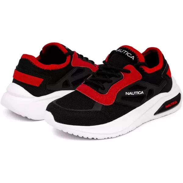 imageNautica Kids Athletic SlipOn Sneakers  Comfortable Bungee Running Shoes for Boys and Girls  Stylish and Supportive Footwear for Active Kids Big KidLittle KidToddlerBlack Redsanford