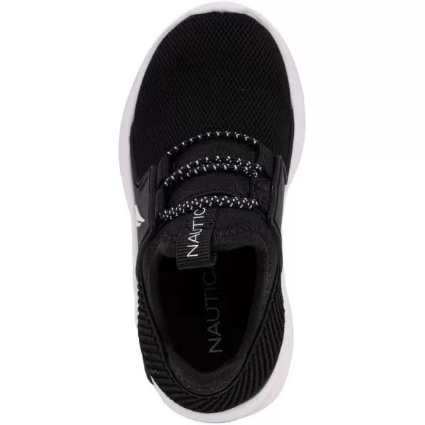 imageNautica Kids Athletic SlipOn Sneakers  Comfortable Bungee Running Shoes for Boys and Girls  Stylish and Supportive Footwear for Active Kids Big KidLittle KidToddlerBlack Whitemolded