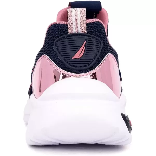 imageNautica Kids Athletic SlipOn Sneakers  Comfortable Bungee Running Shoes for Boys and Girls  Stylish and Supportive Footwear for Active Kids Big KidLittle KidToddlerNavy Pink Metallic