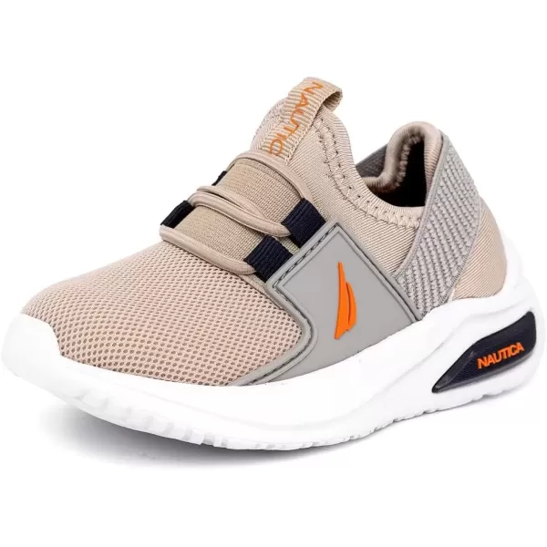 imageNautica Kids Athletic SlipOn Sneakers  Comfortable Bungee Running Shoes for Boys and Girls  Stylish and Supportive Footwear for Active Kids Big KidLittle KidToddlerSand Greymolded