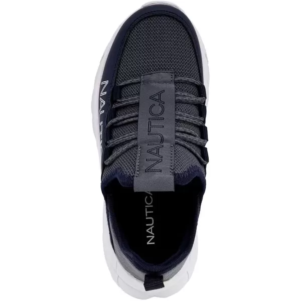 imageNautica Kids Athletic SlipOn Sneakers  Comfortable Bungee Running Shoes for Boys and Girls  Stylish and Supportive Footwear for Active Kids Big KidLittle KidToddlerGrey Navynolan