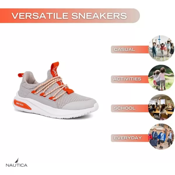 imageNautica Kids Athletic SlipOn Sneakers  Comfortable Bungee Running Shoes for Boys and Girls  Stylish and Supportive Footwear for Active Kids Big KidLittle KidToddlerBone Orange
