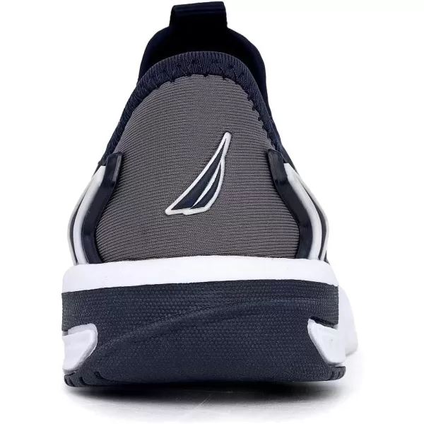imageNautica Kids Athletic SlipOn Sneakers  Comfortable Bungee Running Shoes for Boys and Girls  Stylish and Supportive Footwear for Active Kids Big KidLittle KidToddlerNavy Grey