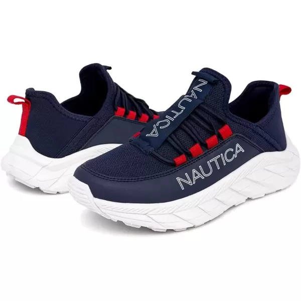 imageNautica Kids Athletic SlipOn Sneakers  Comfortable Bungee Running Shoes for Boys and Girls  Stylish and Supportive Footwear for Active Kids Big KidLittle KidToddlerNavy Red Popnolan