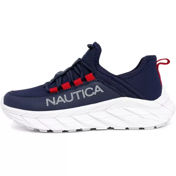 imageNautica Kids Athletic SlipOn Sneakers  Comfortable Bungee Running Shoes for Boys and Girls  Stylish and Supportive Footwear for Active Kids Big KidLittle KidToddlerNavy Red Popnolan