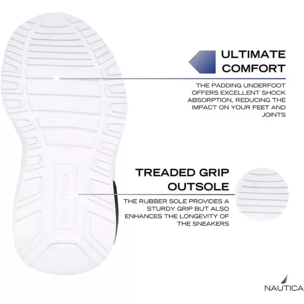 imageNautica Kids Athletic SlipOn Sneakers  Comfortable Bungee Running Shoes for Boys and Girls  Stylish and Supportive Footwear for Active Kids Big KidLittle KidToddlerNavy Whitesplash