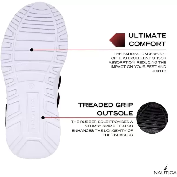 imageNautica Kids Athletic SlipOn Sneakers  Comfortable Bungee Running Shoes for Boys and Girls  Stylish and Supportive Footwear for Active Kids Big KidLittle KidToddlerBlackRed
