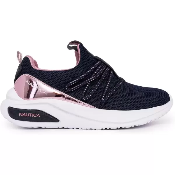 imageNautica Kids Athletic SlipOn Sneakers  Comfortable Bungee Running Shoes for Boys and Girls  Stylish and Supportive Footwear for Active Kids Big KidLittle KidToddlerNavy Pink Metallic