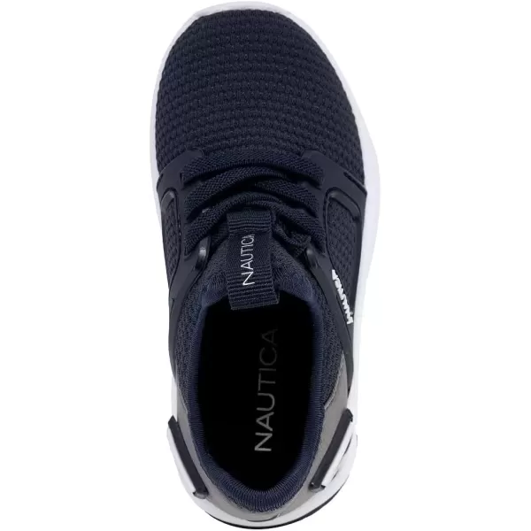 imageNautica Kids Athletic SlipOn Sneakers  Comfortable Bungee Running Shoes for Boys and Girls  Stylish and Supportive Footwear for Active Kids Big KidLittle KidToddlerNavy Grey