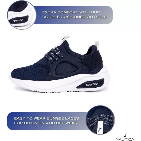 imageNautica Kids Athletic SlipOn Sneakers  Comfortable Bungee Running Shoes for Boys and Girls  Stylish and Supportive Footwear for Active Kids Big KidLittle KidToddlerNavy Whitesplash