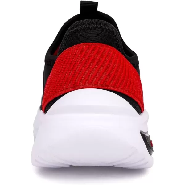 imageNautica Kids Athletic SlipOn Sneakers  Comfortable Bungee Running Shoes for Boys and Girls  Stylish and Supportive Footwear for Active Kids Big KidLittle KidToddlerBlack Redmolded