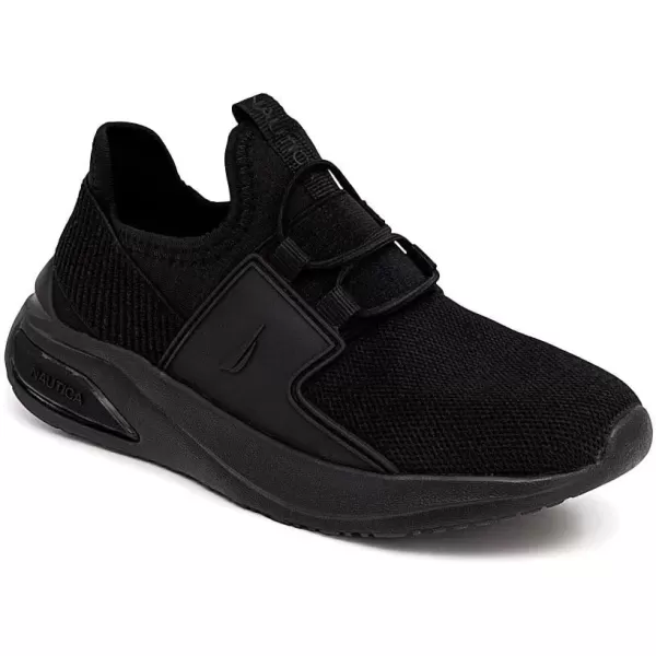 imageNautica Kids Athletic SlipOn Sneakers  Comfortable Bungee Running Shoes for Boys and Girls  Stylish and Supportive Footwear for Active Kids Big KidLittle KidToddlerBlack Monomolded