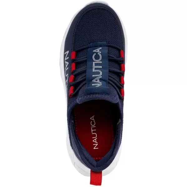 imageNautica Kids Athletic SlipOn Sneakers  Comfortable Bungee Running Shoes for Boys and Girls  Stylish and Supportive Footwear for Active Kids Big KidLittle KidToddlerNavy Red Popnolan