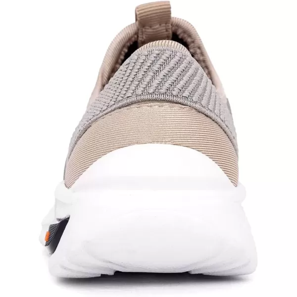 imageNautica Kids Athletic SlipOn Sneakers  Comfortable Bungee Running Shoes for Boys and Girls  Stylish and Supportive Footwear for Active Kids Big KidLittle KidToddlerSand Greymolded