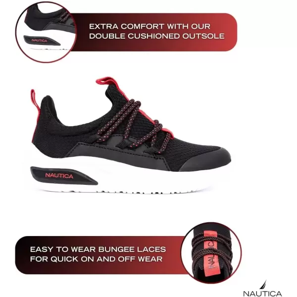 imageNautica Kids Athletic SlipOn Sneakers  Comfortable Bungee Running Shoes for Boys and Girls  Stylish and Supportive Footwear for Active Kids Big KidLittle KidToddlerBlackRed