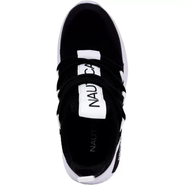imageNautica Kids Athletic SlipOn Sneakers  Comfortable Bungee Running Shoes for Boys and Girls  Stylish and Supportive Footwear for Active Kids Big KidLittle KidToddlerBlack White