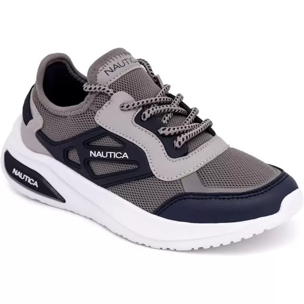imageNautica Kids Athletic SlipOn Sneakers  Comfortable Bungee Running Shoes for Boys and Girls  Stylish and Supportive Footwear for Active Kids Big KidLittle KidToddlerGrey Navysanford