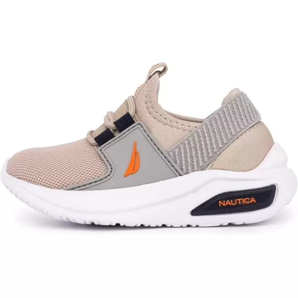 imageNautica Kids Athletic SlipOn Sneakers  Comfortable Bungee Running Shoes for Boys and Girls  Stylish and Supportive Footwear for Active Kids Big KidLittle KidToddlerSand Greymolded