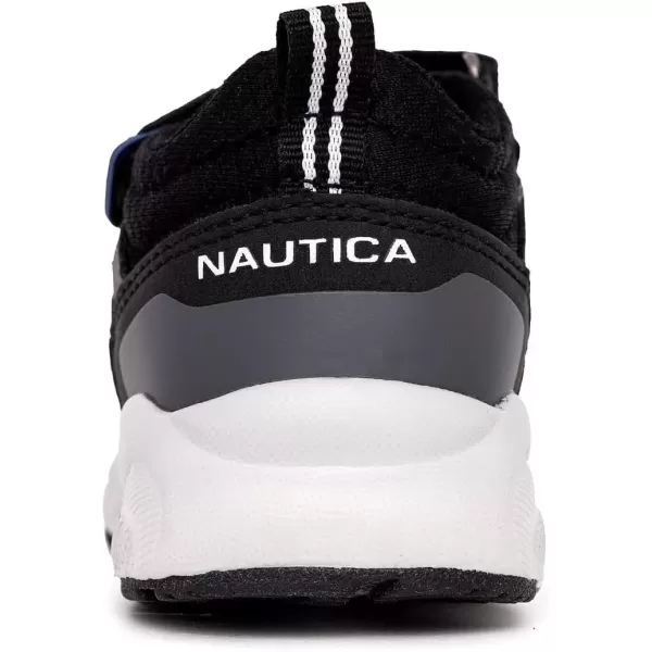 imageNautica Kids Fashion Sneaker Athletic Running Shoe with One Strap Boys  GirlsToddlerLittle KidBlack Grey Cobaltlake Sky