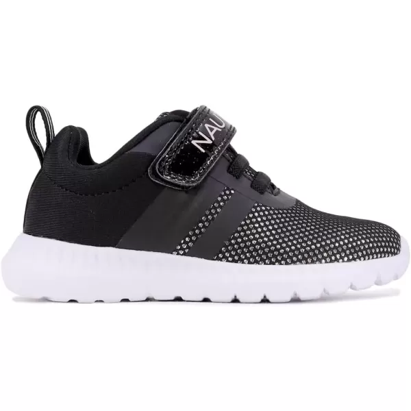 imageNautica Kids Fashion Sneaker Athletic Running Shoe with One Strap Boys  GirlsToddlerLittle KidBlack Iridescent Potpourri