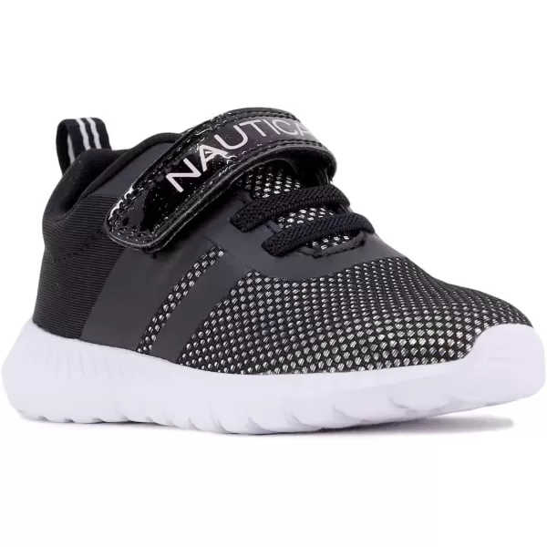 imageNautica Kids Fashion Sneaker Athletic Running Shoe with One Strap Boys  GirlsToddlerLittle KidBlack Iridescent Potpourri