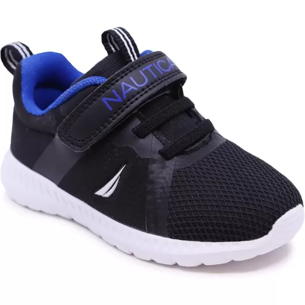 imageNautica Kids Fashion Sneaker Athletic Running Shoe with One Strap Boys  GirlsToddlerLittle KidBlack Mesh Cobalt