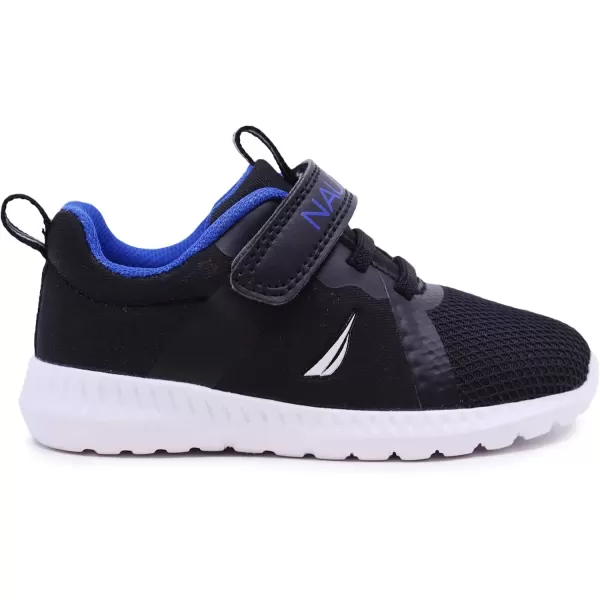 imageNautica Kids Fashion Sneaker Athletic Running Shoe with One Strap Boys  GirlsToddlerLittle KidBlack Mesh Cobalt